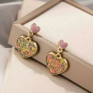Pink Confetti Heart Earrings